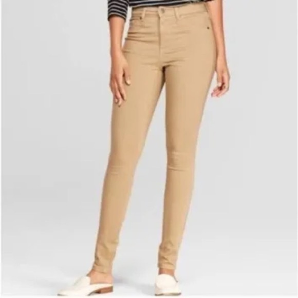 Universal threads mid rise skinny Khaki pants size 0 short - Picture 1 of 5
